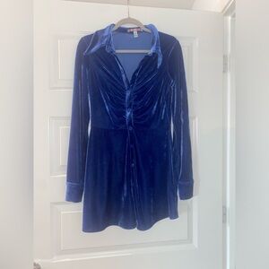 Urban Outfitters Women’s Royal Blue Velvet Dress - Medium